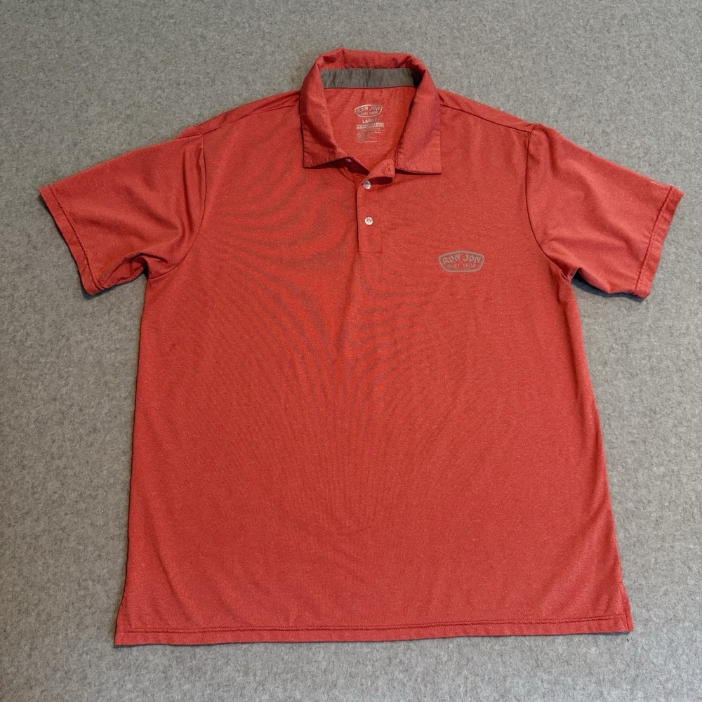 Ron Jon Surf Shop Mens Polo Shirt Red Slub Short Sleeve UPF50 Performance Large